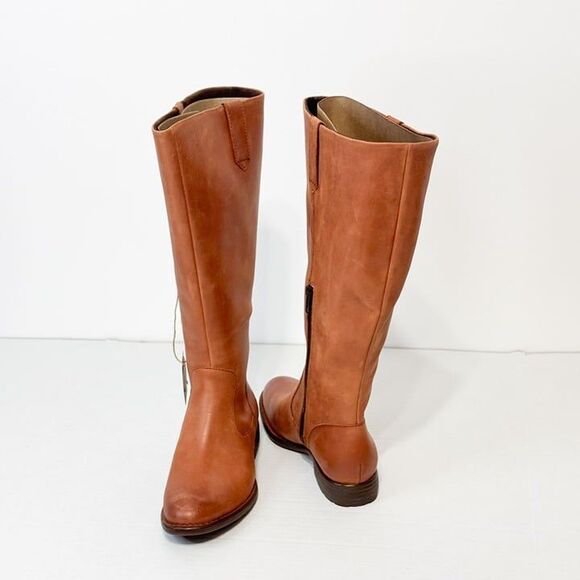 Born Shoes - Born Shaunie NWB Sz 8.5 Wide Calf Brown Cognac Leather Knee High Boots